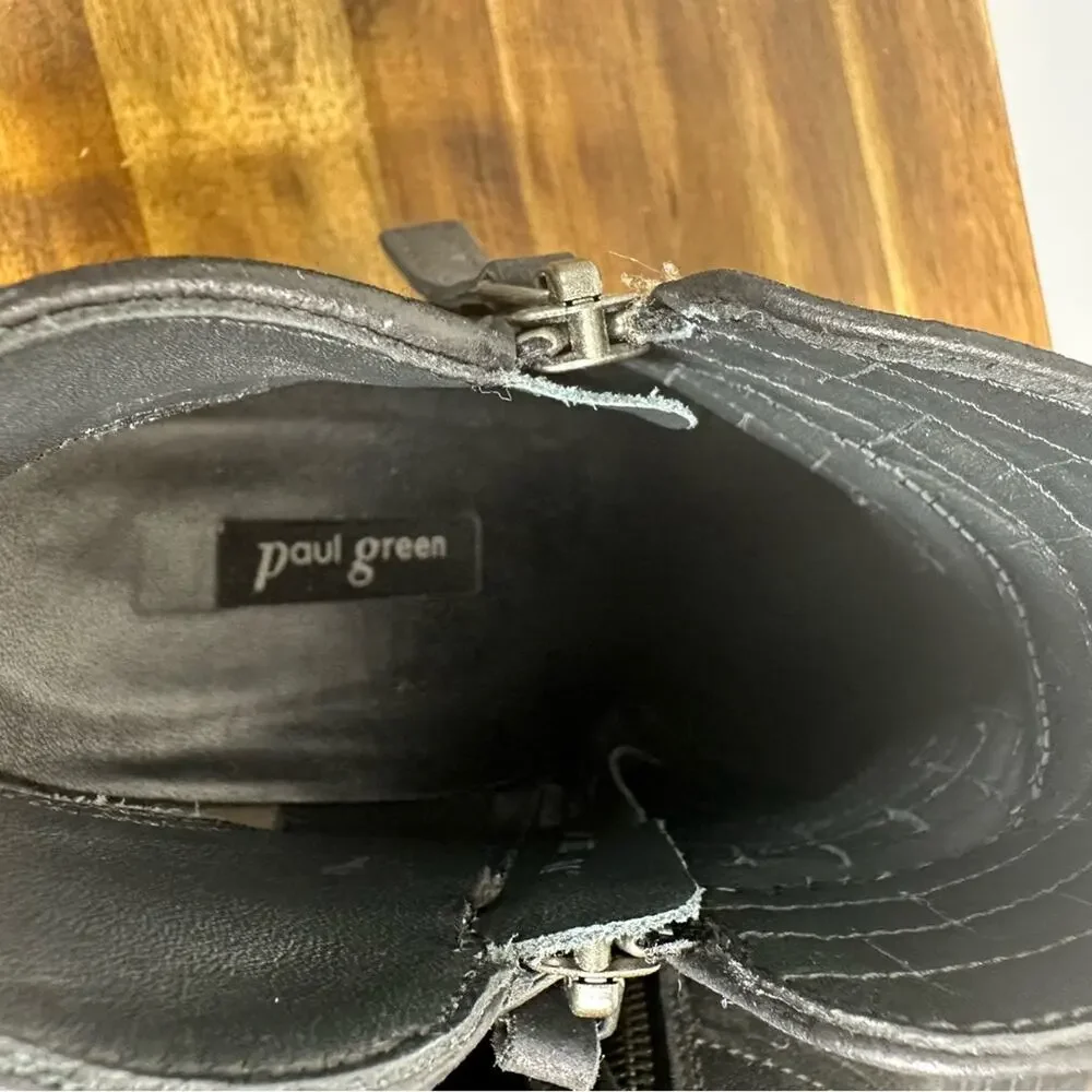 Paul Green Leather Banded Ankle Boots Size UK 6/‎ US 8.5 Black EUC